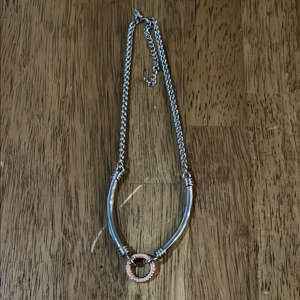 Lia Sophia Hutton Silver and Rose Gold Necklace. 16-19”